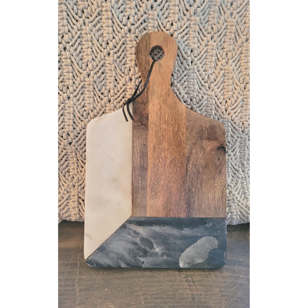 Rustic Handcrafted Acacia Wood and Mixed Marble Charcuterie Board